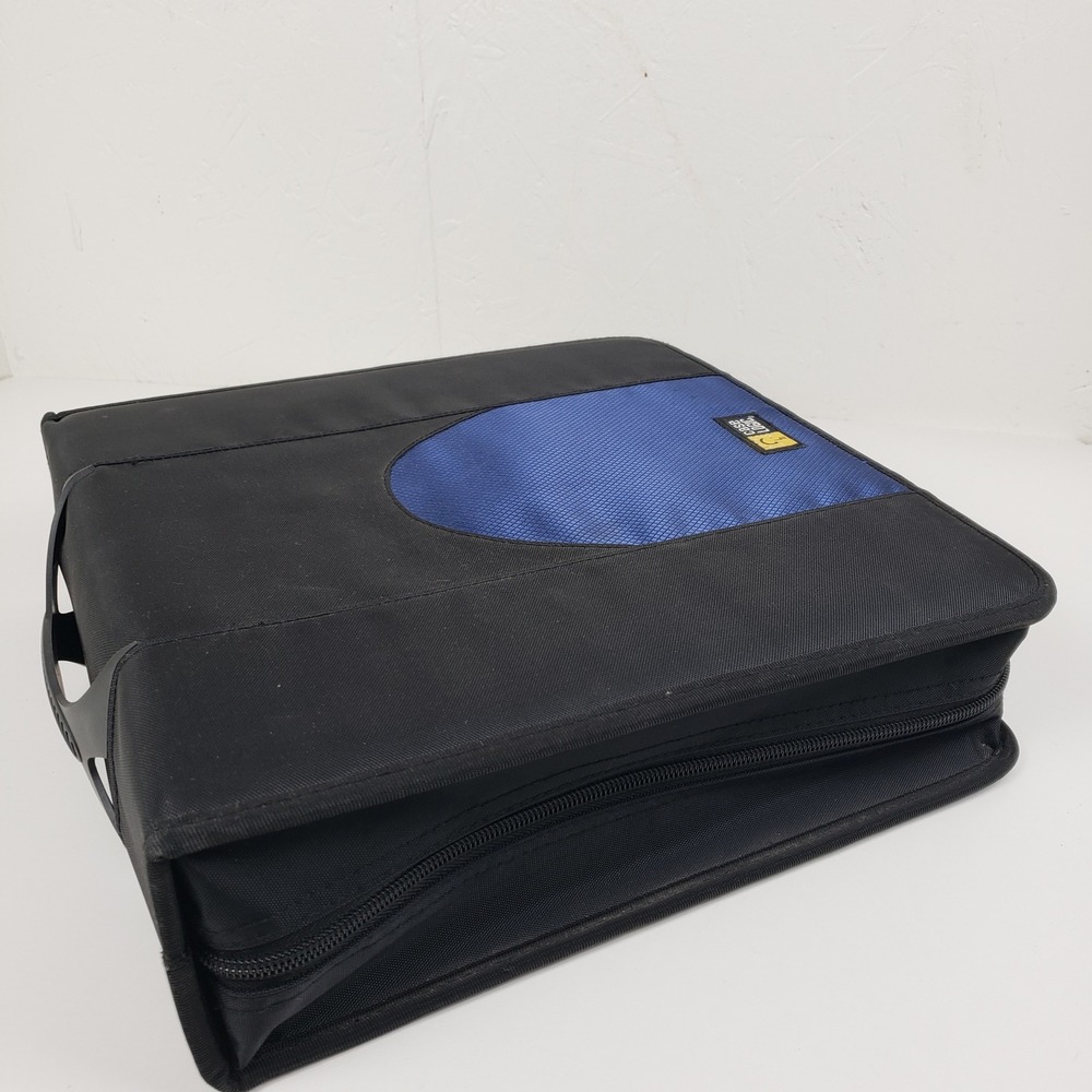 Case Logic CD DVD Binder 192 Capacity 24 Pages Black Blue Zippered Media Storage